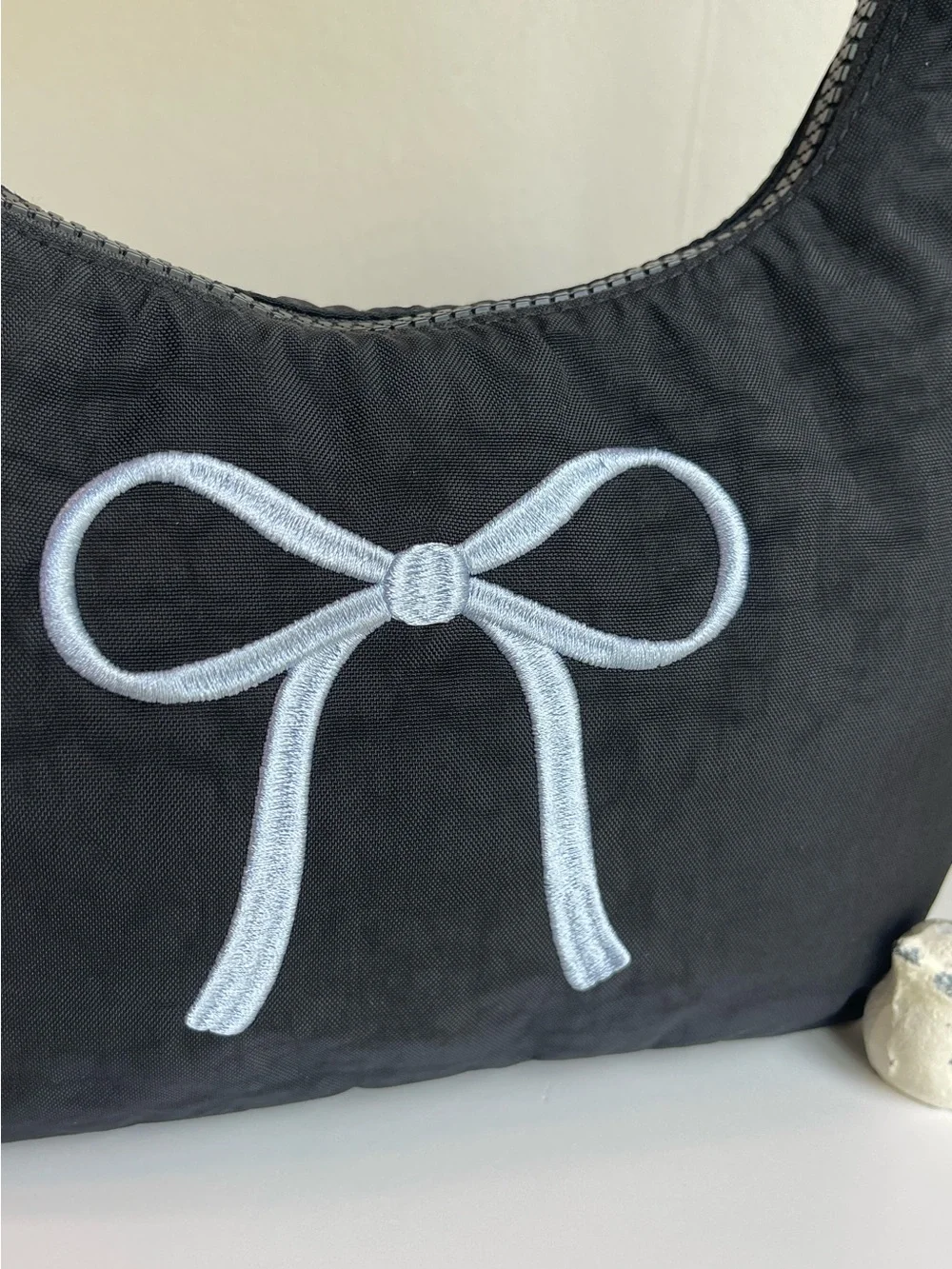 BAGGU UO Exclusive Embroidered Bow Mini Nylon Shoulder Bag